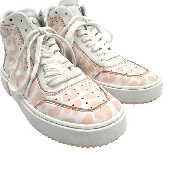 Stuart Weitzman Ryan Pink Rosewater Cheetah Leather High Top Fashion Sneakers - Picture 8 of 11